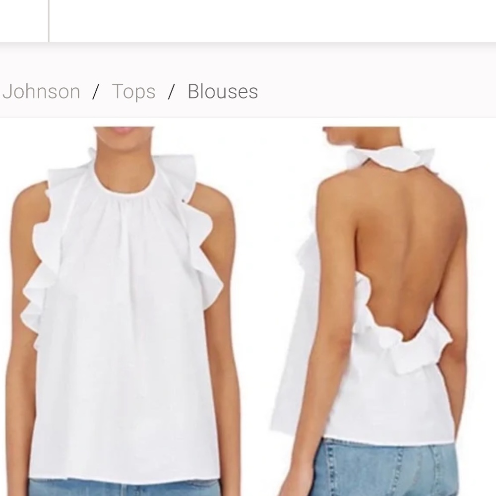 Ulla Johnson White Poplin Ruffled Halter Top 8
